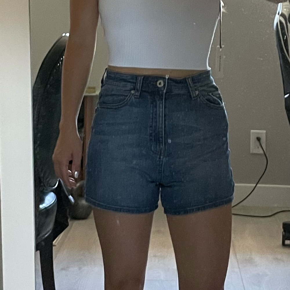 High waisted blue shorts